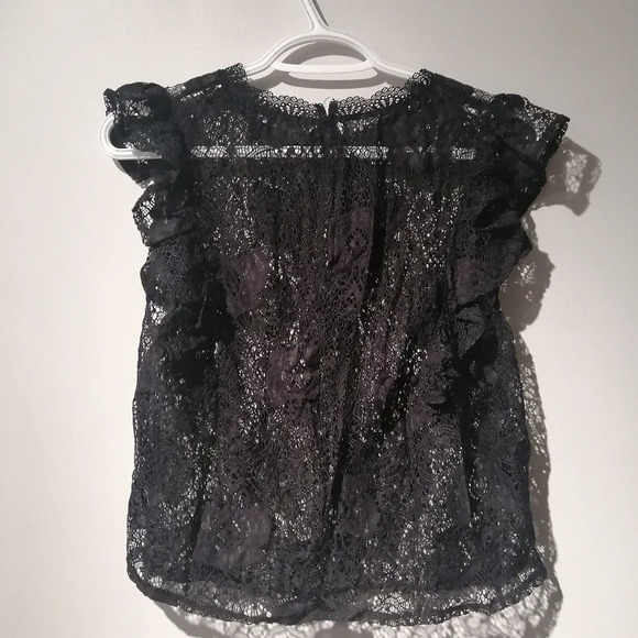 NWT Zara Lace Floral Blouse with Flutter Sleeves Small - Picture 4 of 16